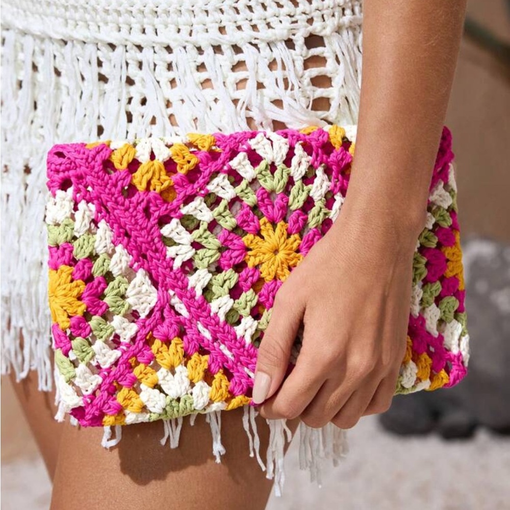Bright Colorful Crochet Clutch - Picture 7 of 11